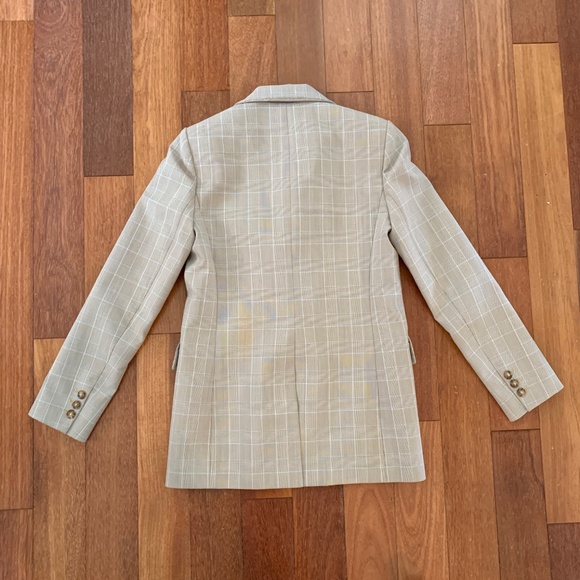 Maje Beige Taupe Blue Plaid Blazer 36 - Picture 4 of 5